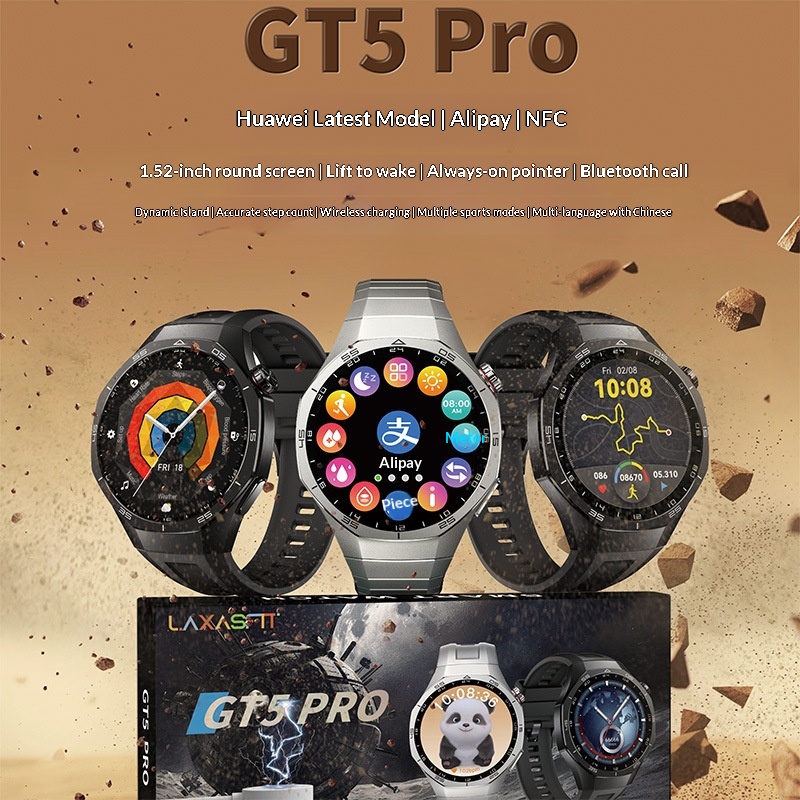 Smartwatch gt5p con ricarica wireless chiamate bluetooth ed nfc_voghion.com