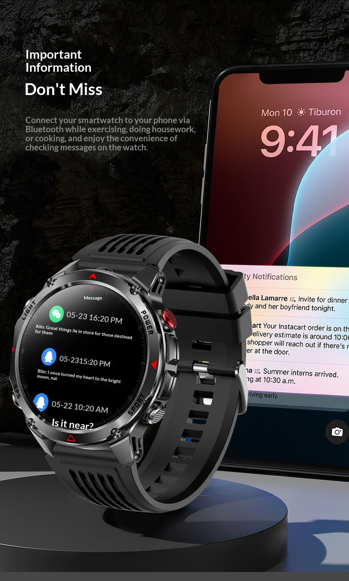 Smartwatch gps con chiamate bluetooth e torcia integrata_voghion.com