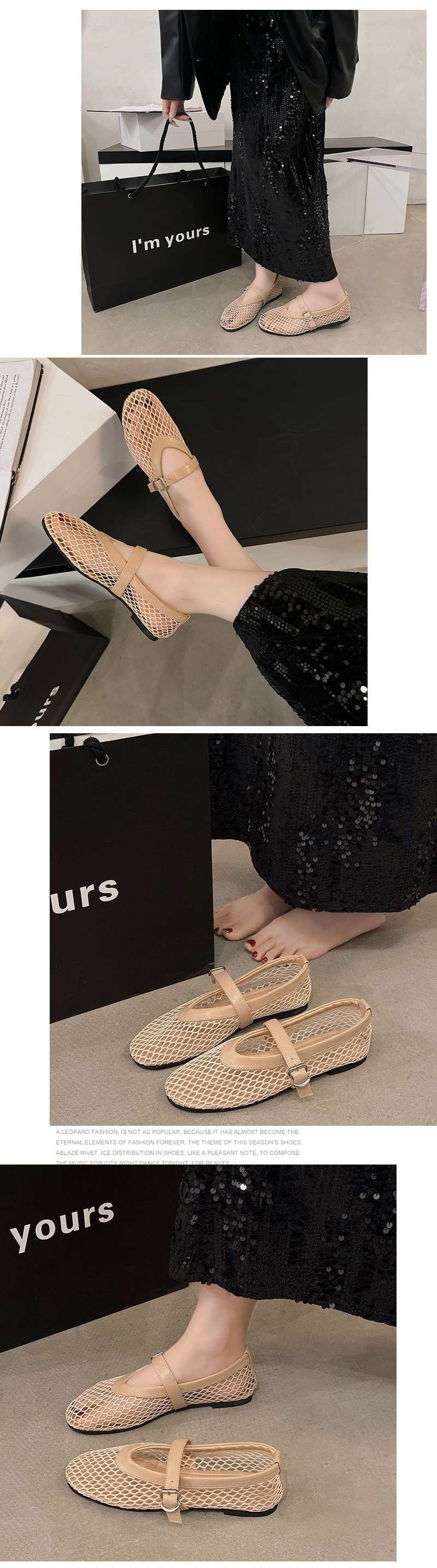 Ballet dansschoenen voor dames mary jane visnet sandalen_voghion.com