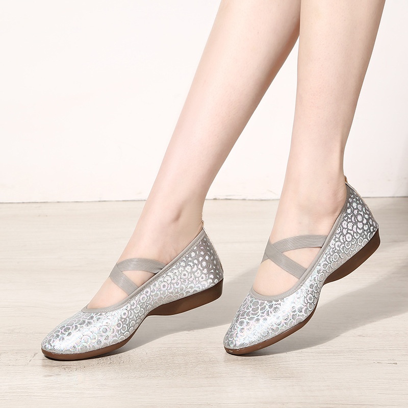 Quadratische Tanzschuhe für Damen, Leder, weiche Sohle, Stoff, für Erwachsene, Ganzjahres-Performance-Tanzschuhe, rot, niedriger Absatz, bequem_voghion.com