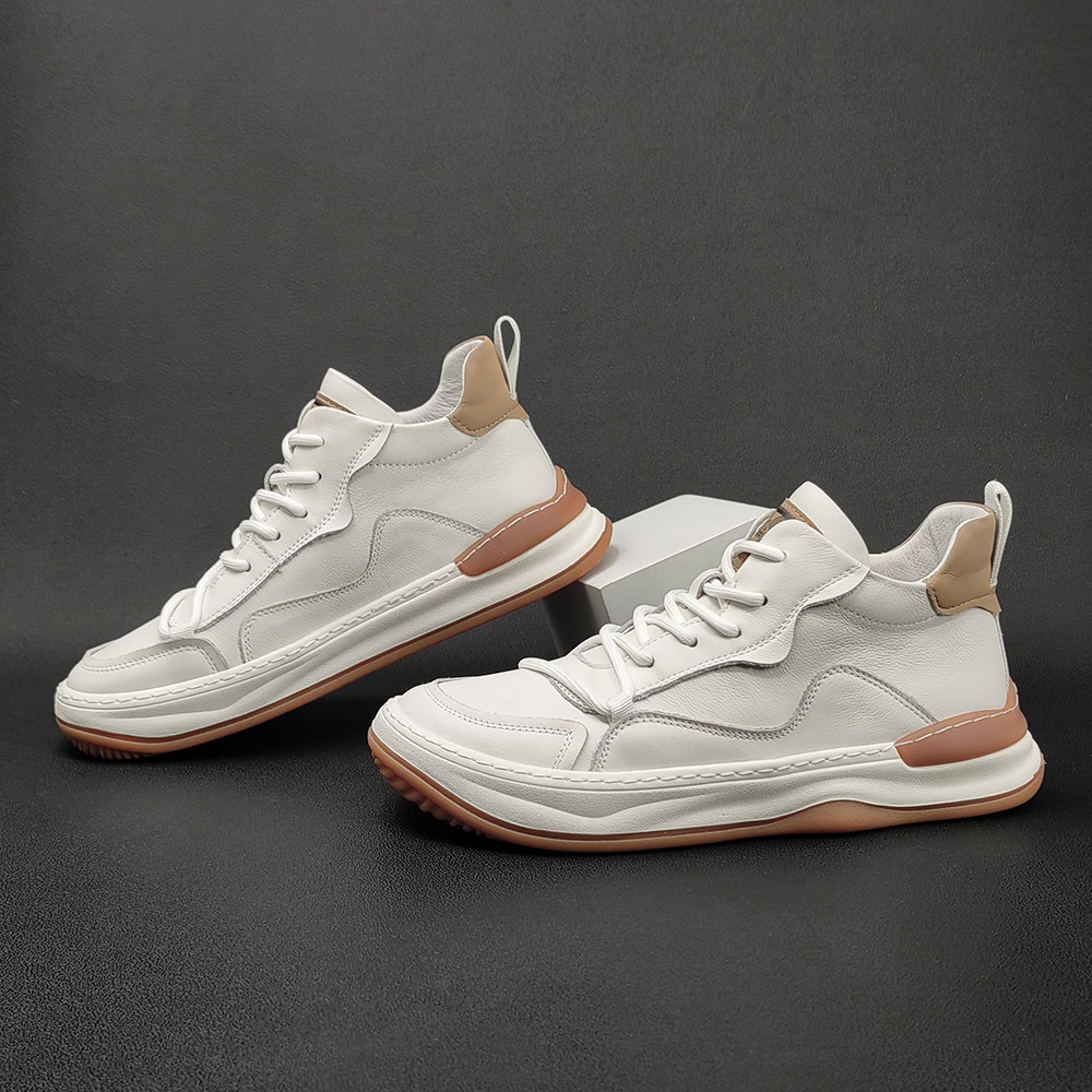 Sneaker aus echtem Leder, niedliches Design mit Mango-Zehenkappe, hohes Obermaterial aus Rindsleder, vielseitige Herren-Freizeitschuhe im europäischen Stil._voghion.com