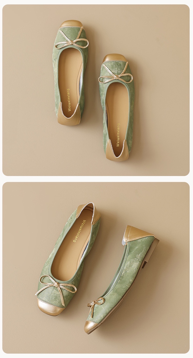 Sapatilhas de ballet para mulher prata estilo francês com laço_voghion.com