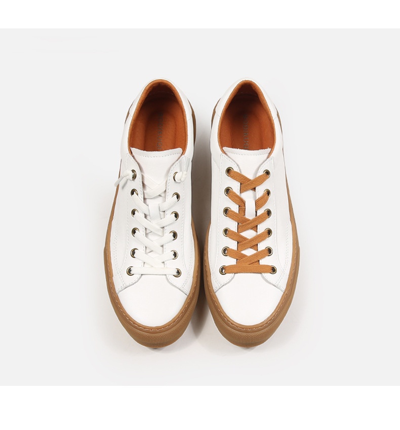 Baskets homme en cuir véritable, chaussures de skate blanches_voghion.com