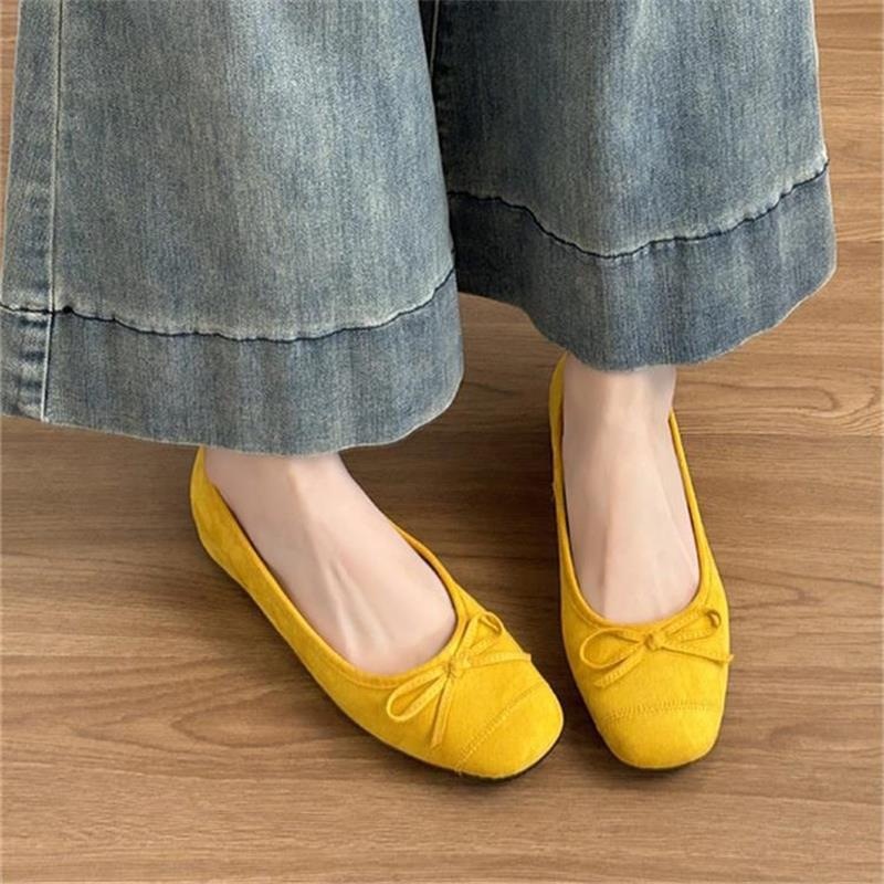 Dance Shoes Red Women's Height-increasing Ballet 2025 Autumn New Chinese Style, Gentle Bow, Shallow Single Shoes, Loafers_voghion.com