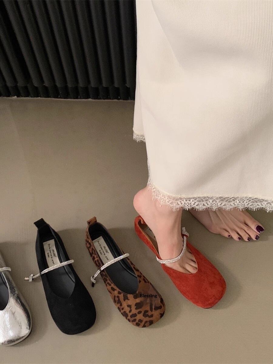 Scarpe da ballo basse retro rosse stile fiaba per donna_voghion.com
