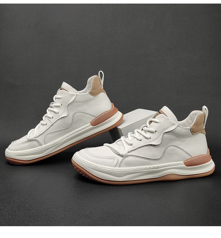 Echte Leder High Top Herren Sneaker Freizeitschuhe Vielseitig_voghion.com