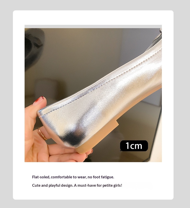Classic Leather Ballet Dance Shoes With Pearl Bow And Square Toe_voghion.com