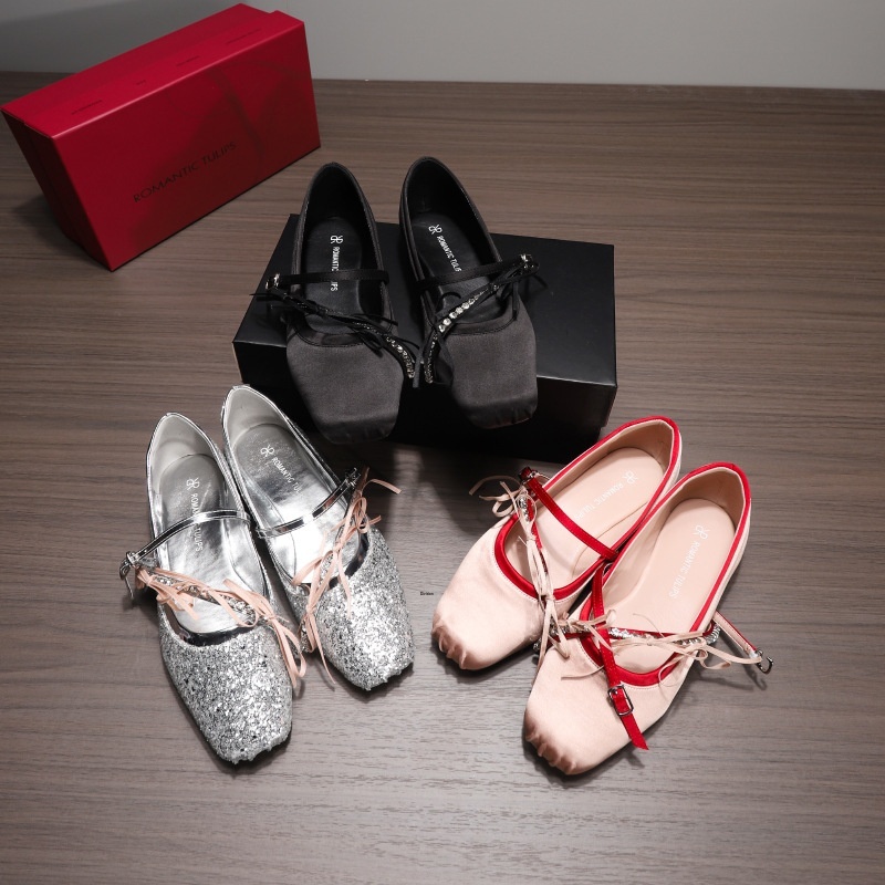 Chaussures de danse rétro Mary Jane en satin avec nœud et strass pour femmes, nouveauté printemps-automne, élégantes ballerines basses de style français pour l'extérieur_voghion.com