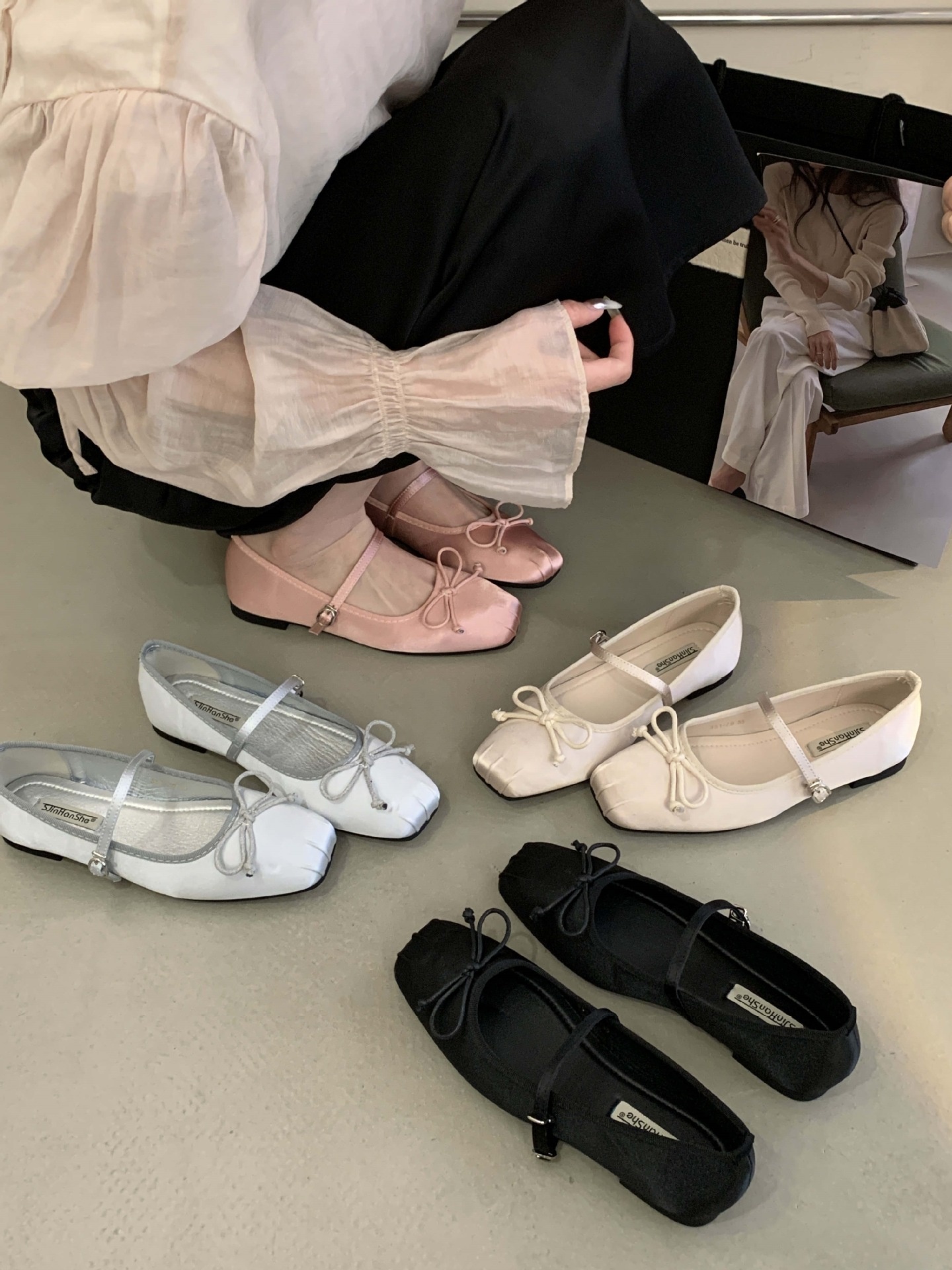 Women's Satin Square Toe Ballet Dance Shoes Fairy Style Flat_voghion.com