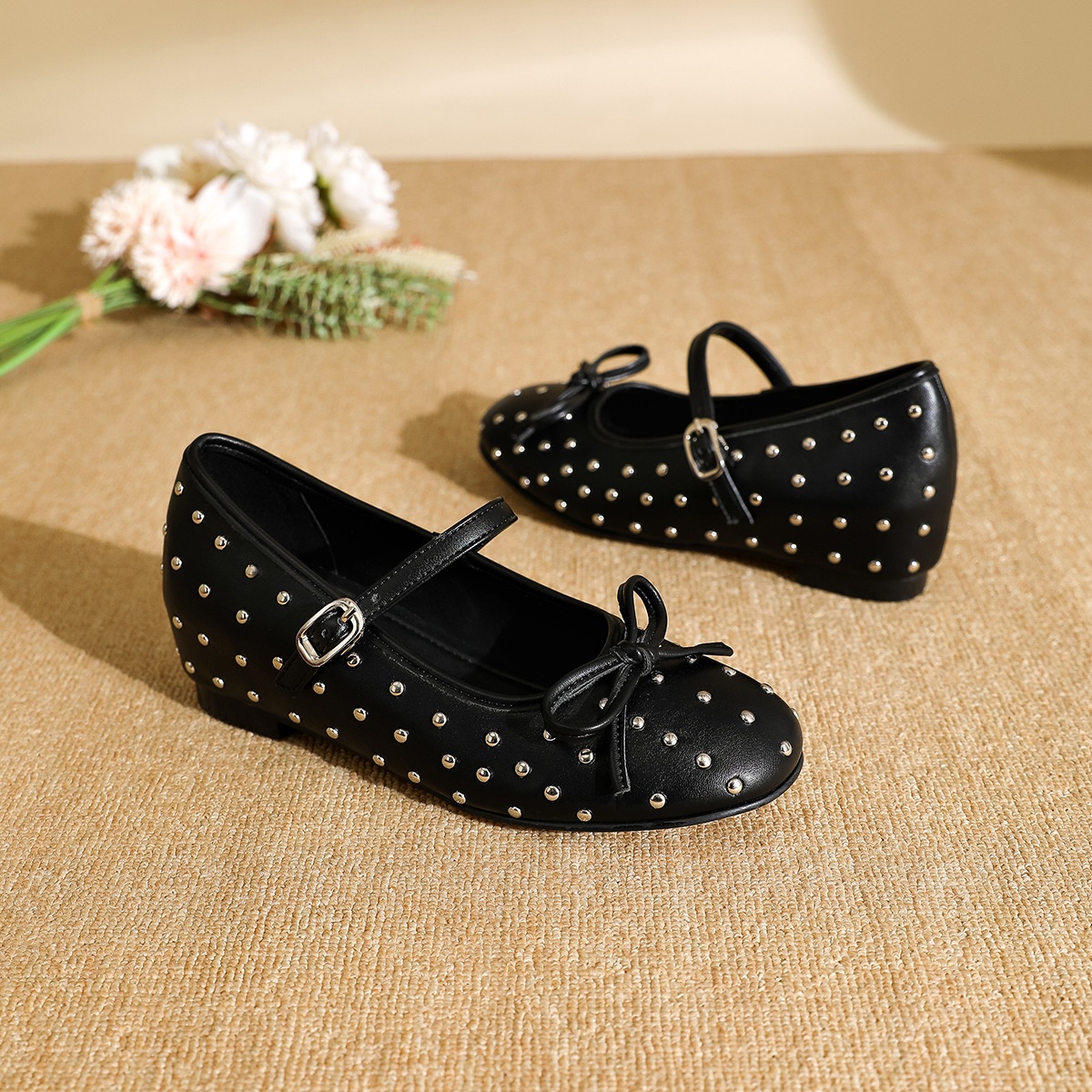 Ballerines de danse mary jane argentées à strass et nœud_voghion.com
