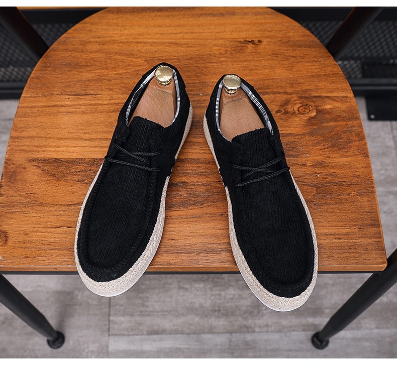 Herren Cord Slipper Freizeitschuhe Runde Zehenpartie Slipper_voghion.com
