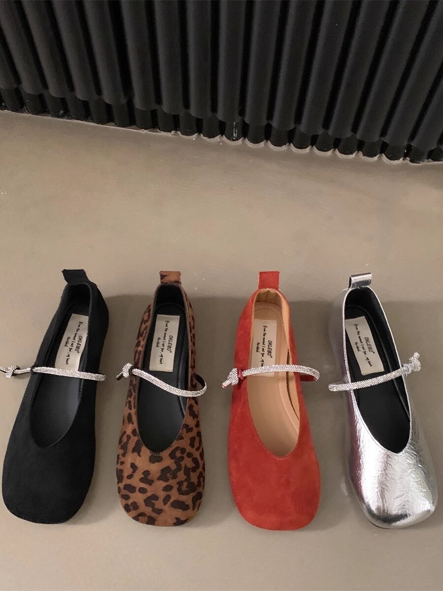 Scarpe da ballo basse retro rosse stile fiaba per donna_voghion.com