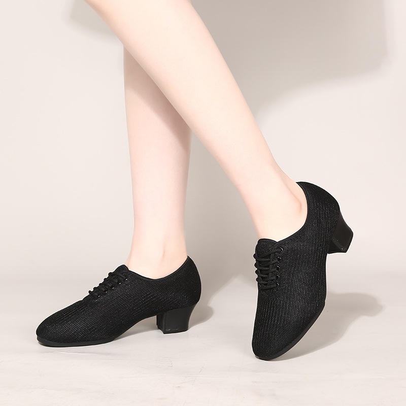 Vierkante dansschoenen met ademend mesh, Latijns-Amerikaanse dans voor dames, schoenen met zachte zool, oefenschoenen voor ballroomdans voor docenten, nieuw model 2025_voghion.com