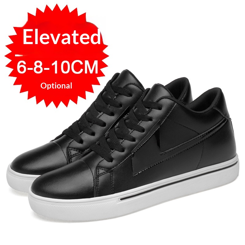 Summer Increasing 10cm Men's Casual Sports Shoes Invisible 6 Breathable Cowhide Height Increase Sneakers 8cm_voghion.com