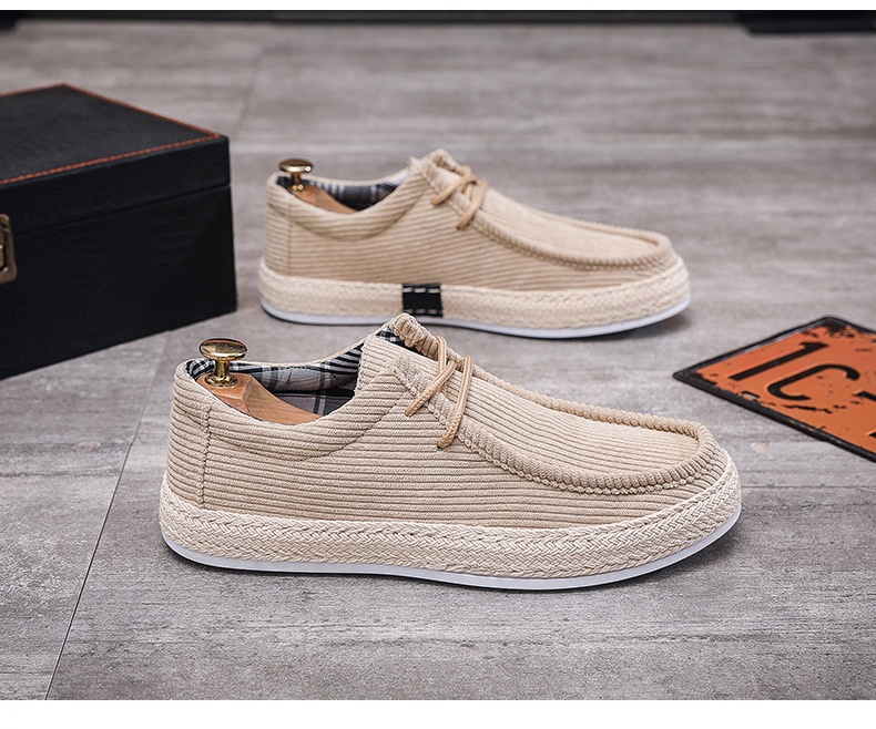 Herren Cord Slipper Freizeitschuhe Runde Zehenpartie Slipper_voghion.com