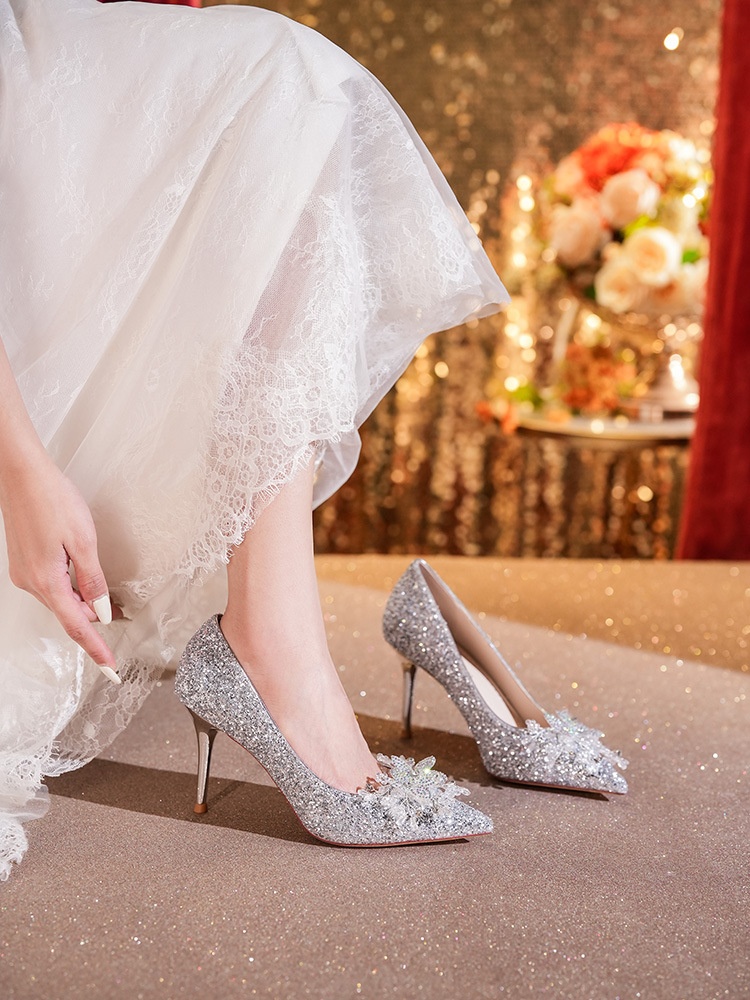 Dansschoenen voor dames met naaldhak strass en glitter_voghion.com