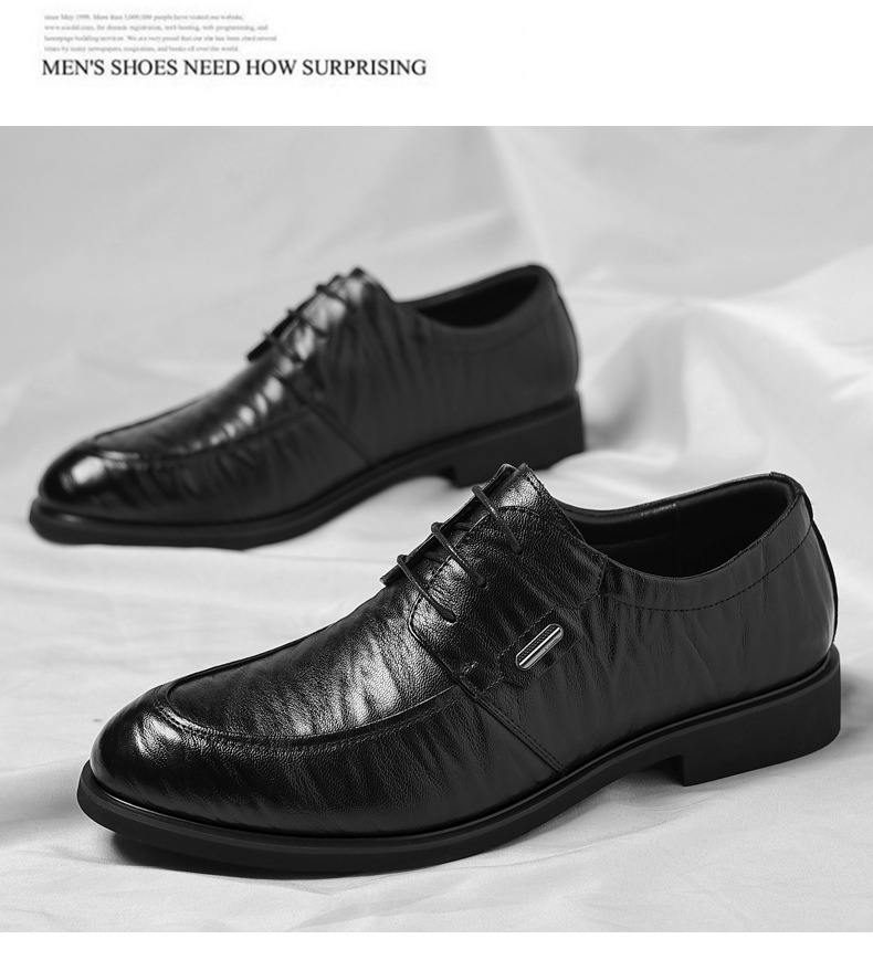 Men's Retro Leather Casual Shoes Lace-up Business Formal Style_voghion.com