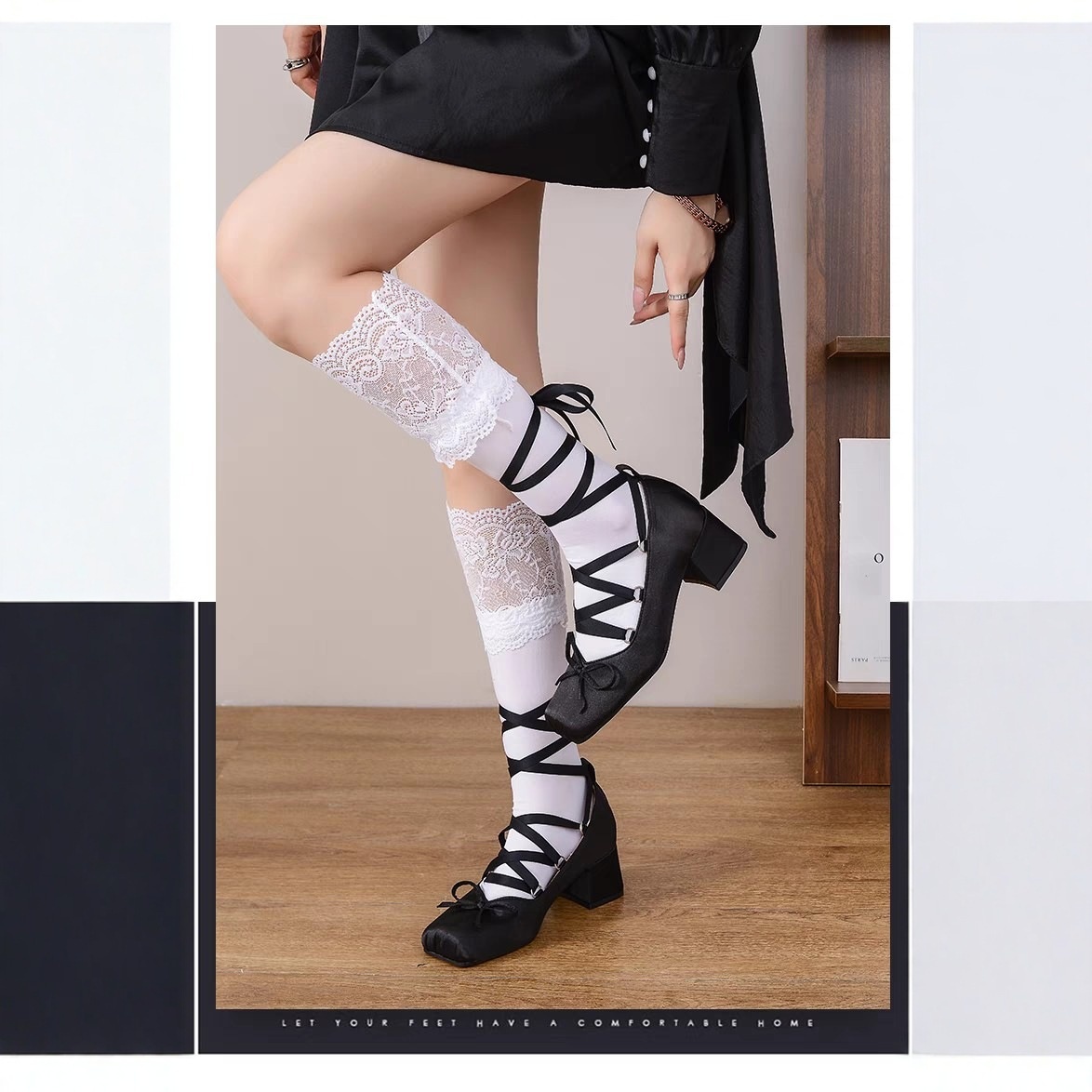 Chaussures de danse ballet rose bride croisée talon confortable_voghion.com