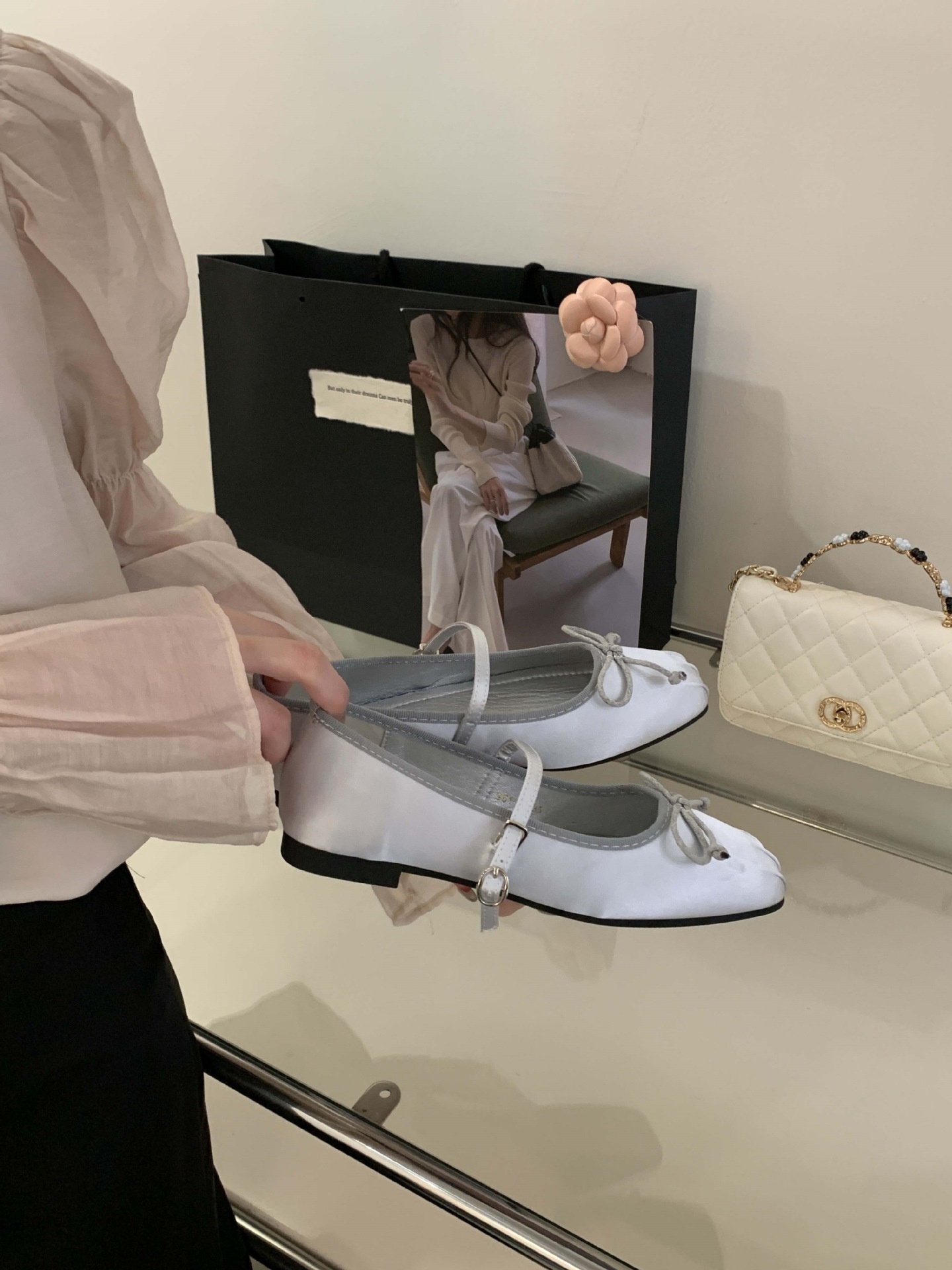 Women's Satin Square Toe Ballet Dance Shoes Fairy Style Flat_voghion.com