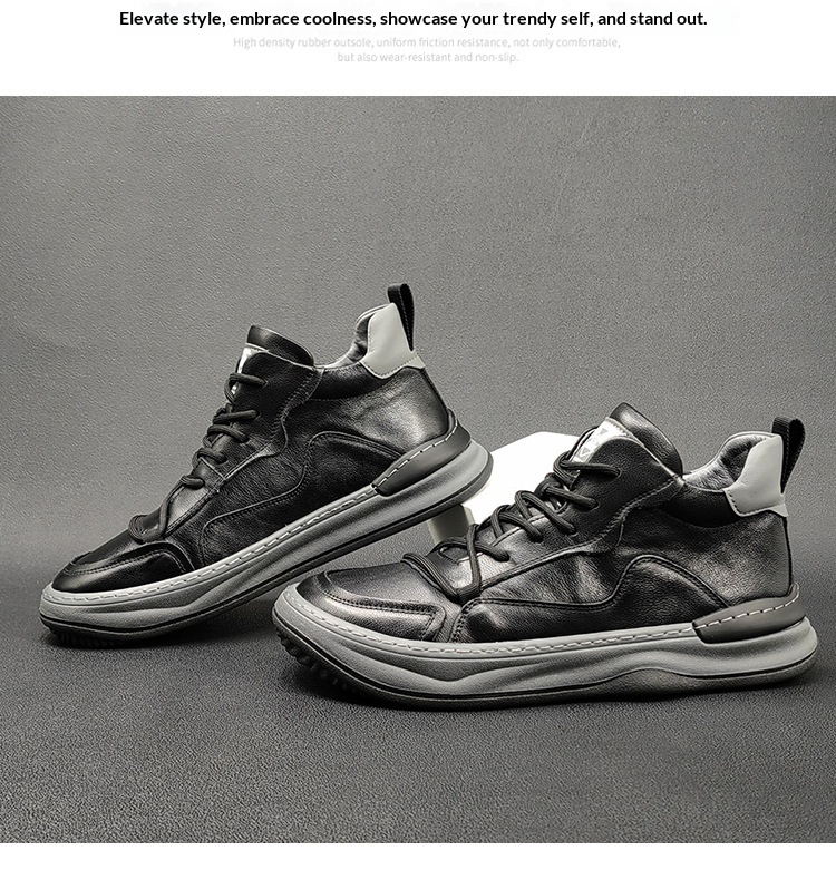 Echte Leder High Top Herren Sneaker Freizeitschuhe Vielseitig_voghion.com