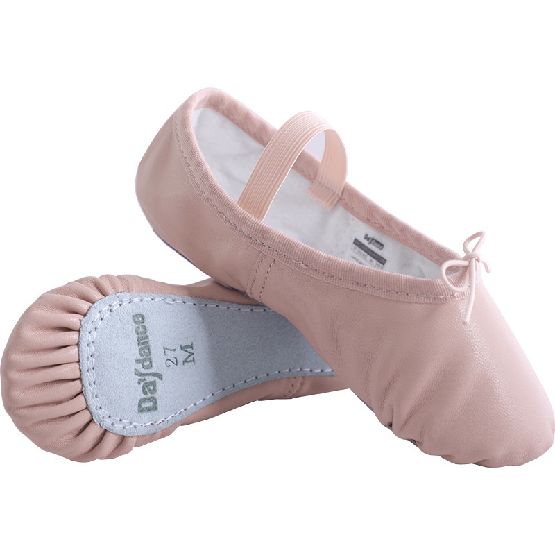 Chaussures de danse pour enfants, en peau de mouton, pour l'entraînement au ballet. Chaussures de danse en cuir à semelle souple pour filles._voghion.com