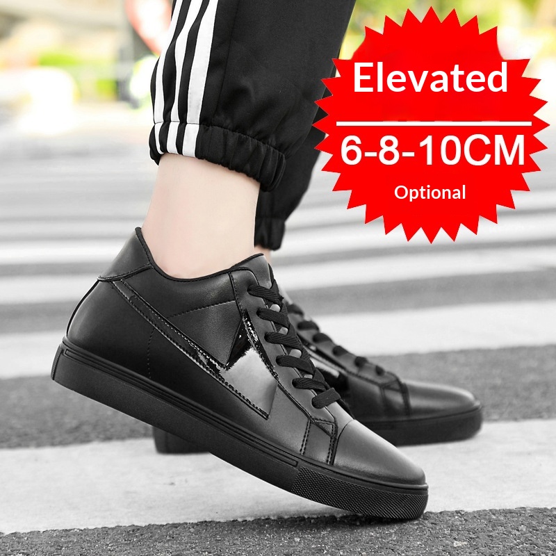 Summer Increasing 10cm Men's Casual Sports Shoes Invisible 6 Breathable Cowhide Height Increase Sneakers 8cm_voghion.com