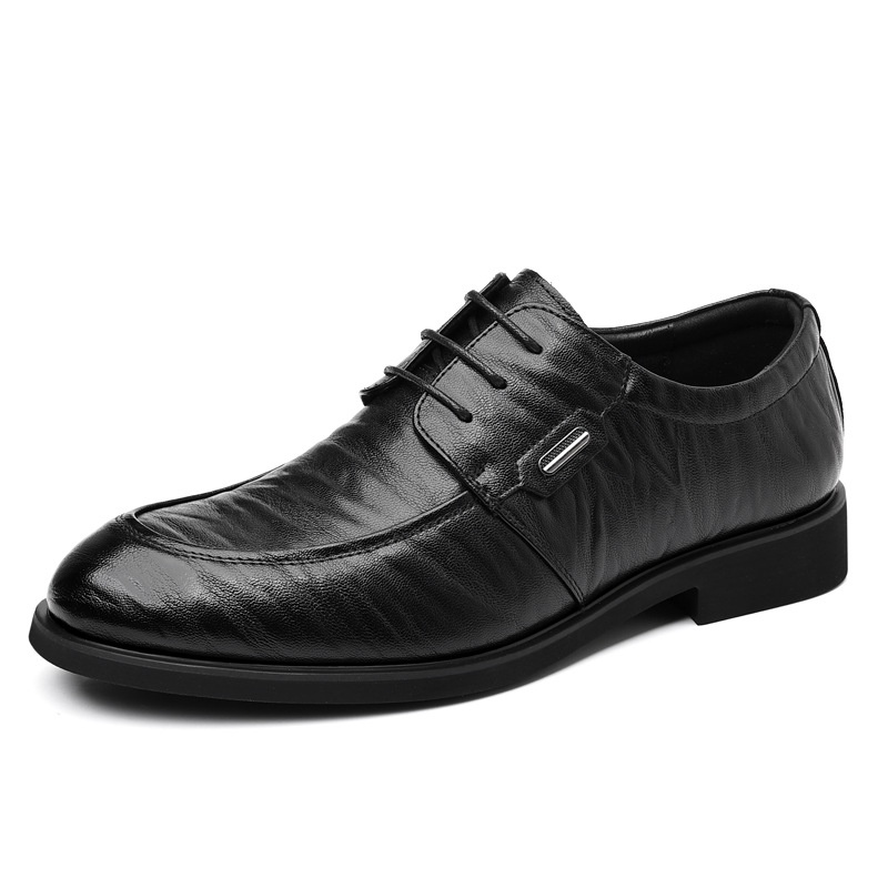 Cross-Border Plus Size Business Formal Men's Casual Hand-Grab Pattern Retro Lace-Up Leather Shoes Dropshipping_voghion.com