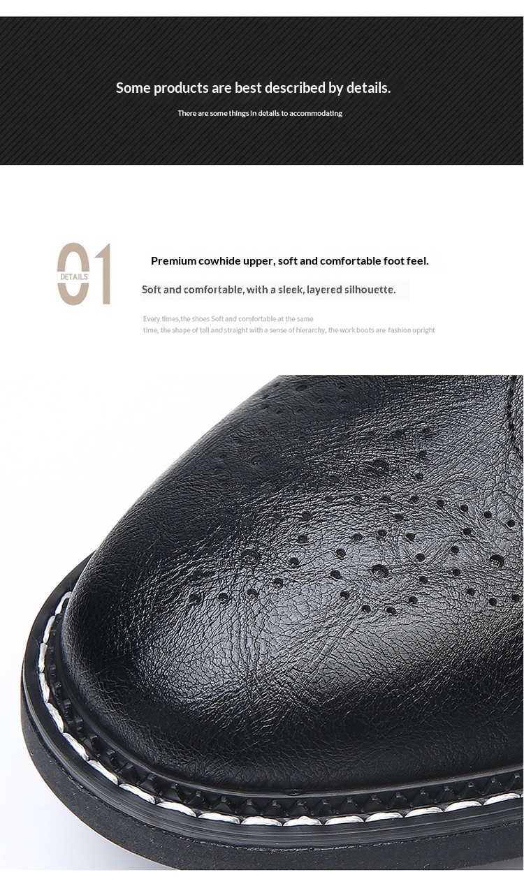 Botas martin brogue em pele para homem estilo britânico_voghion.com