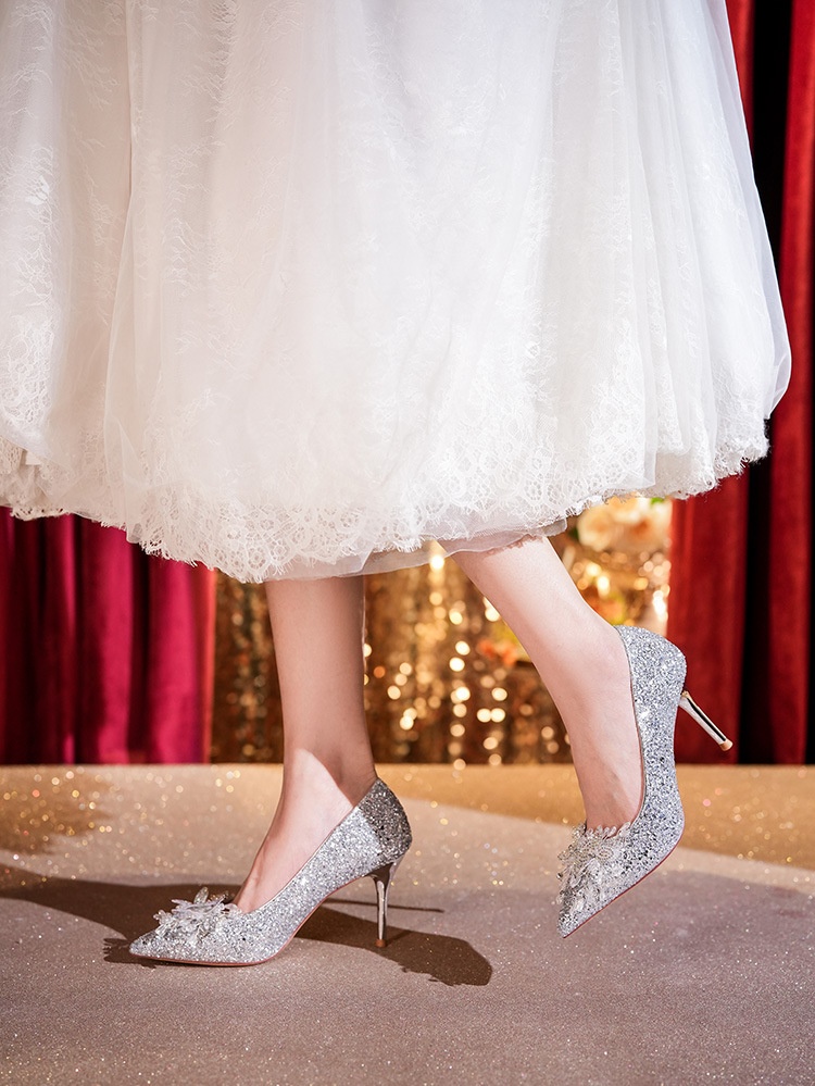 Dansschoenen voor dames met naaldhak strass en glitter_voghion.com