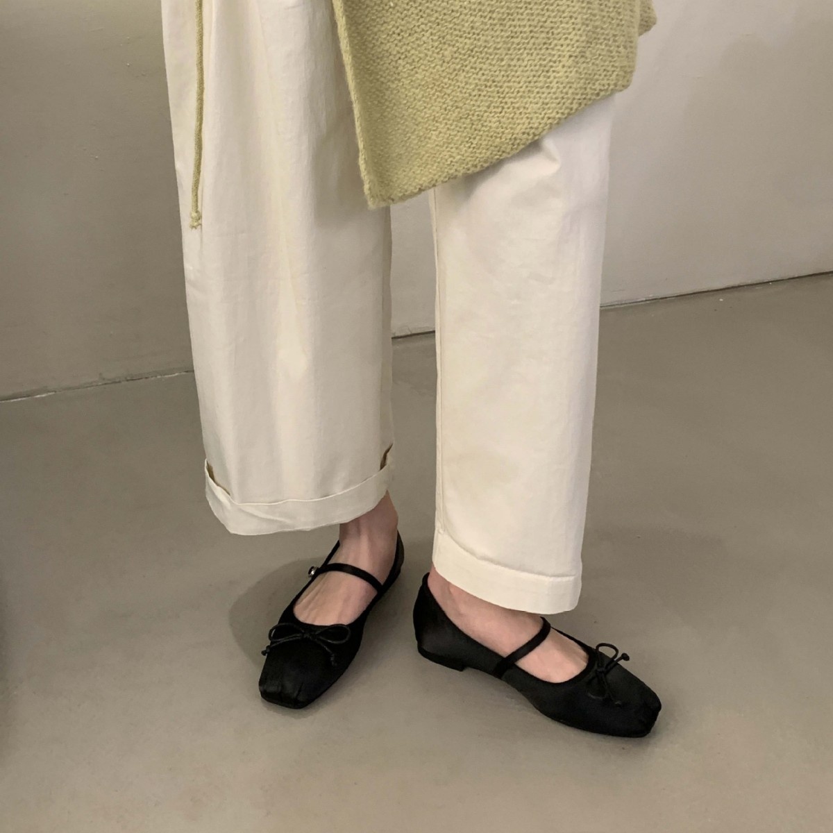 Dance Shoes French Flat With Dress Fairy Style Satin Square Toe Ballet Flats One Strap Simple Versatile Apricot Color Women's Shoes_voghion.com