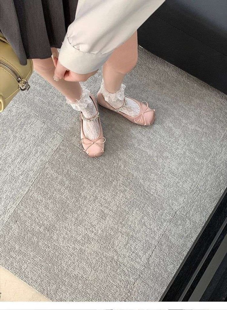 Satin Rhinestone Bow Ballet Dance Shoes With Height Increase_voghion.com