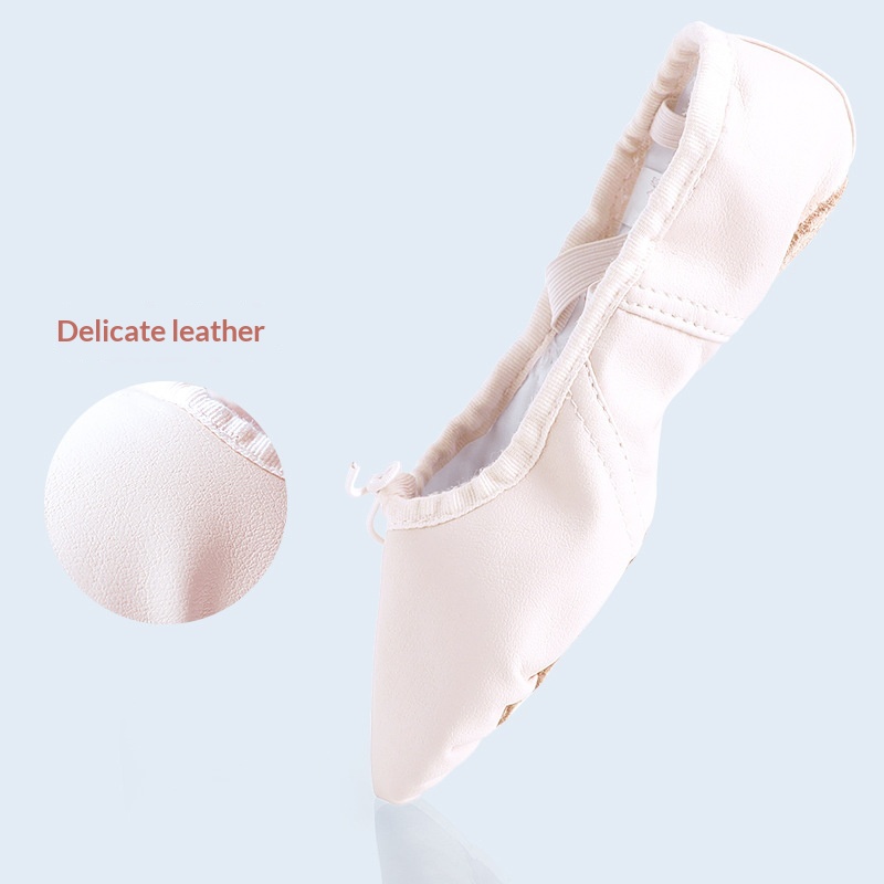 Chaussures de danse pour enfants, en peau de mouton, pour l'entraînement au ballet. Chaussures de danse en cuir à semelle souple pour filles._voghion.com
