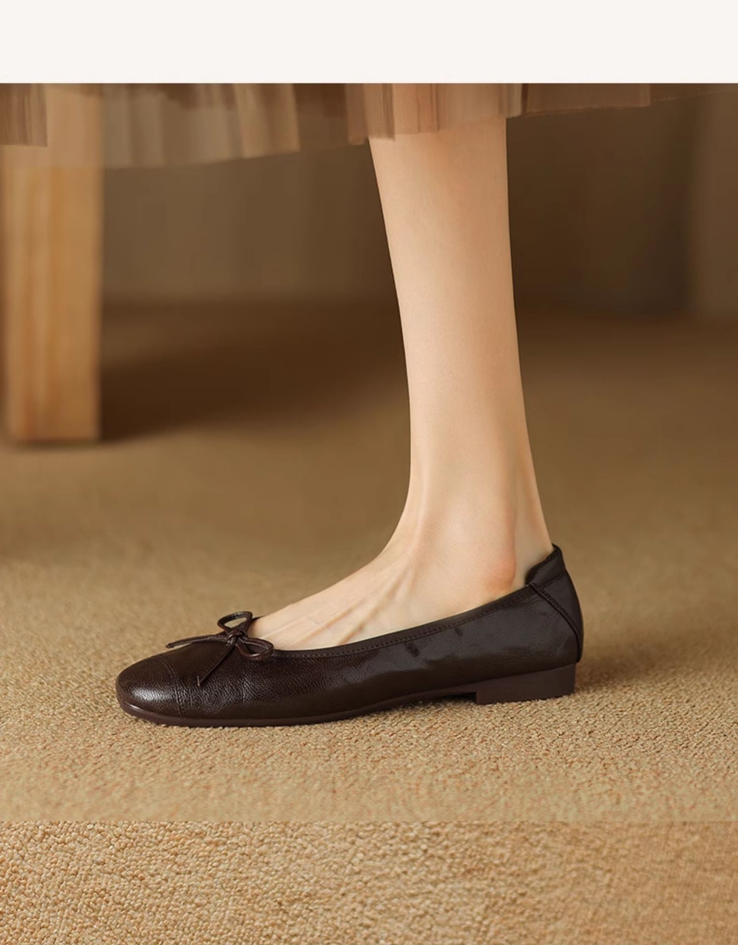 Women’s Flat Leather Ballet Dance Shoes With Round Toe And Slip-on_voghion.com