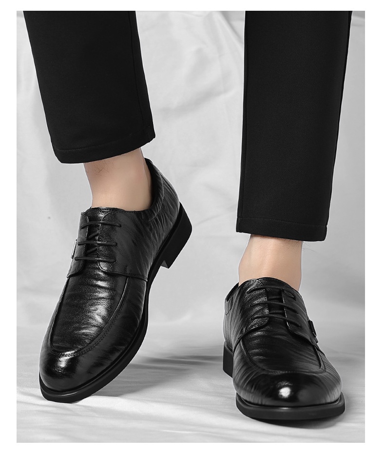 Men's Retro Leather Casual Shoes Lace-up Business Formal Style_voghion.com