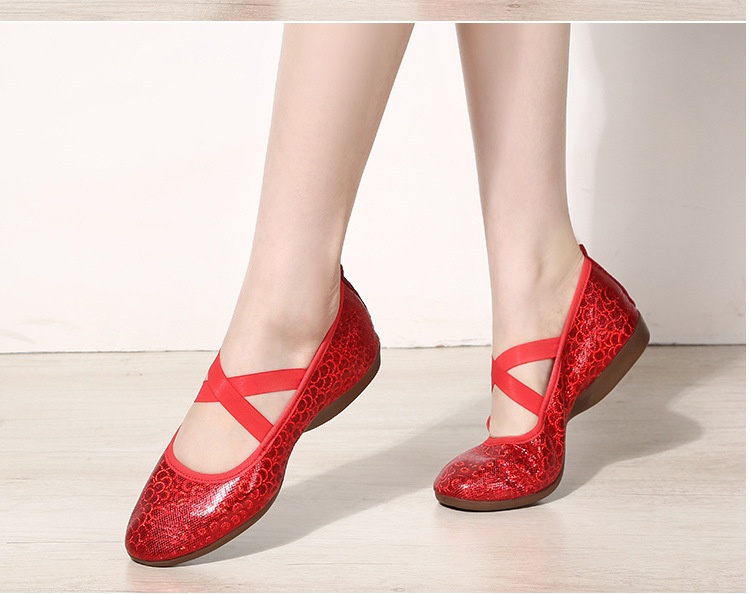 Rote Lederschuhe Für Damen Zum Tanzen Mit Weicher Sohle Und Absatz_voghion.com