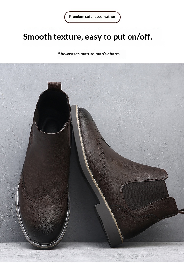 Botas martin brogue em pele para homem estilo britânico_voghion.com