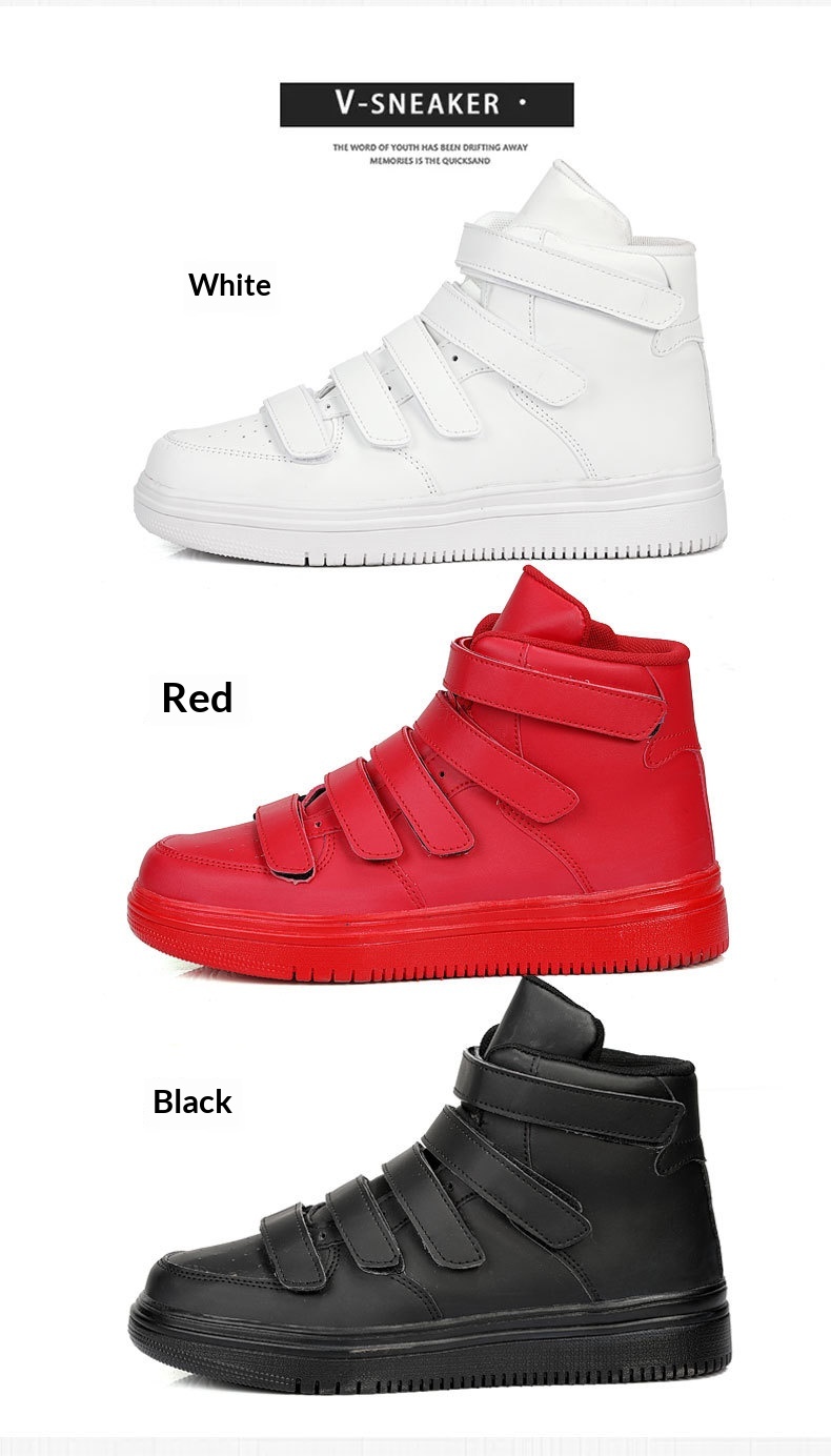Men's High-top Casual Sneakers With Velcro Strap Versatile Shoes_voghion.com