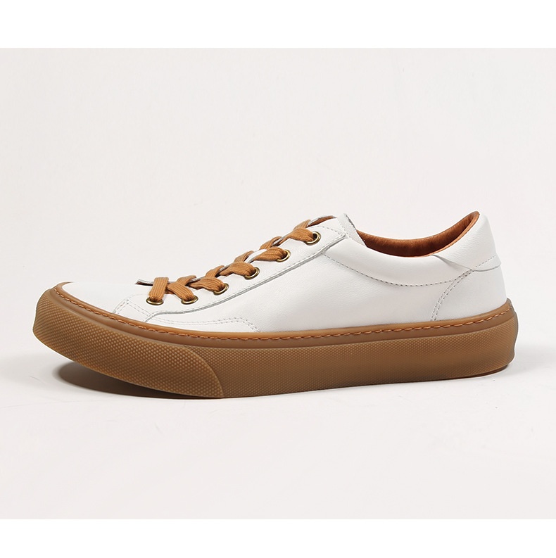 Baskets homme en cuir véritable, chaussures de skate blanches_voghion.com
