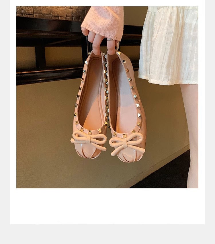 Dansskor för damer v-style nitade mary jane ballerinaskor_voghion.com