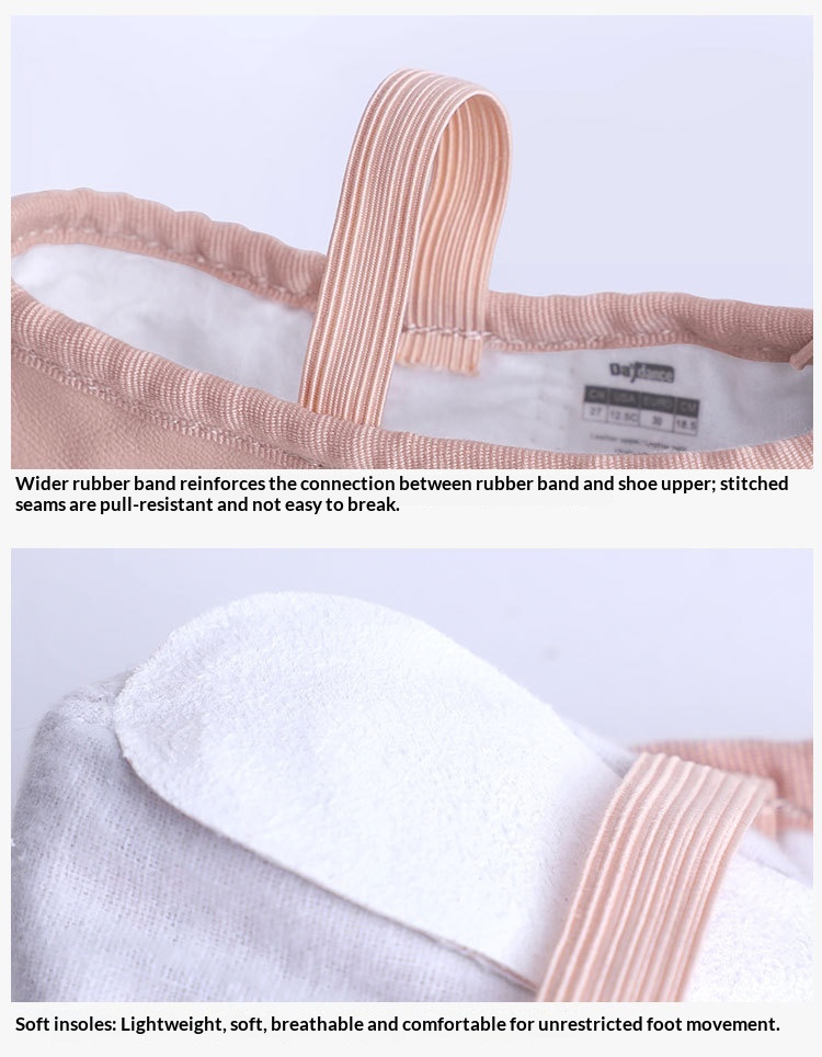Chaussons de danse classique fille en cuir souple pour ballet_voghion.com