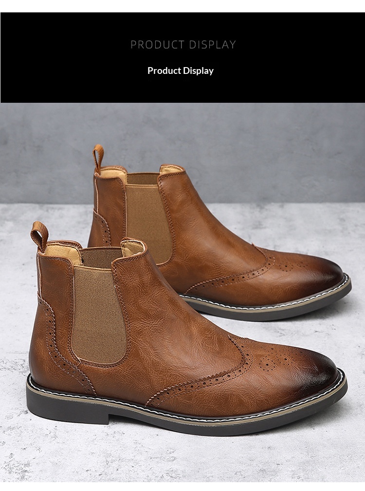 Botas martin brogue em pele para homem estilo britânico_voghion.com