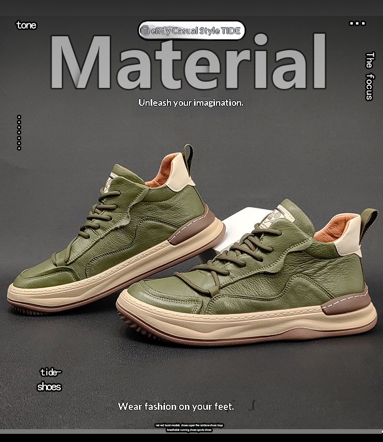 Echte Leder High Top Herren Sneaker Freizeitschuhe Vielseitig_voghion.com