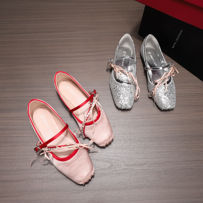 Dance Shoes Retro Satin Bow Rhinestone Mary Jane Women, New Spring And Autumn French Style Elegant Shallow Ballet Shoes For Outdoor_voghion.com