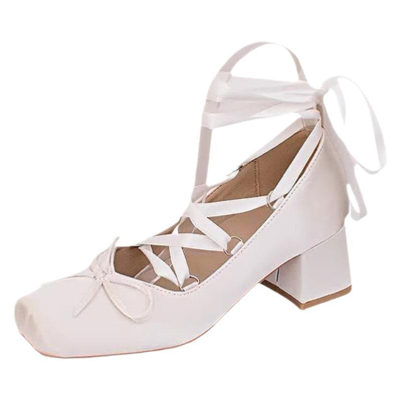 Chaussures de danse en stock, prêtes à être expédiées : ballerines roses à brides croisées, confortables et souples, à talon mi-haut. Grandes tailles disponibles._voghion.com