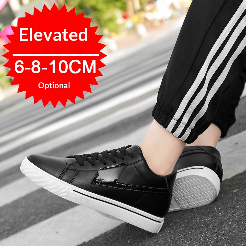 Summer Increasing 10cm Men's Casual Sports Shoes Invisible 6 Breathable Cowhide Height Increase Sneakers 8cm_voghion.com