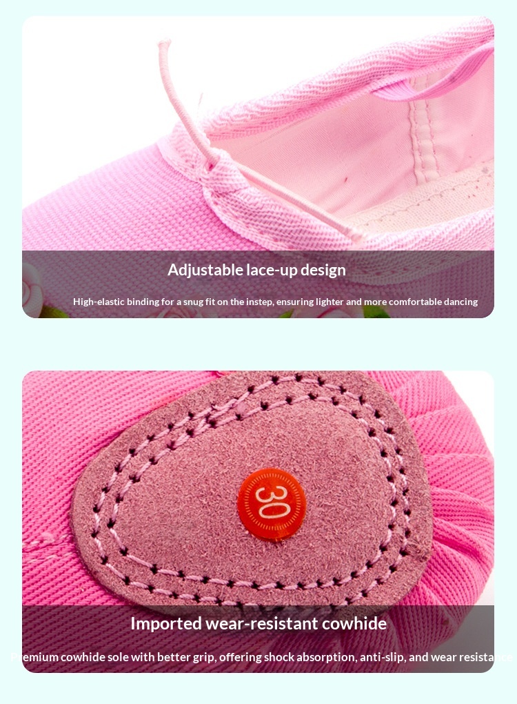 Childrens Canvas Ballet Shoes With Soft Soles And Rose Pattern_voghion.com