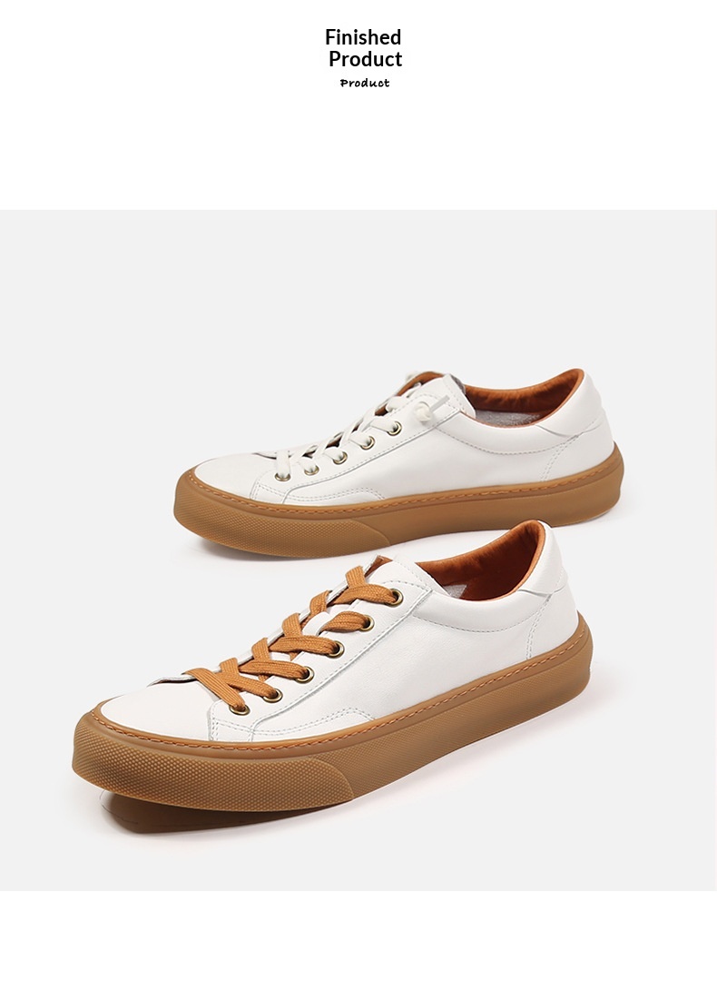 Baskets homme en cuir véritable, chaussures de skate blanches_voghion.com