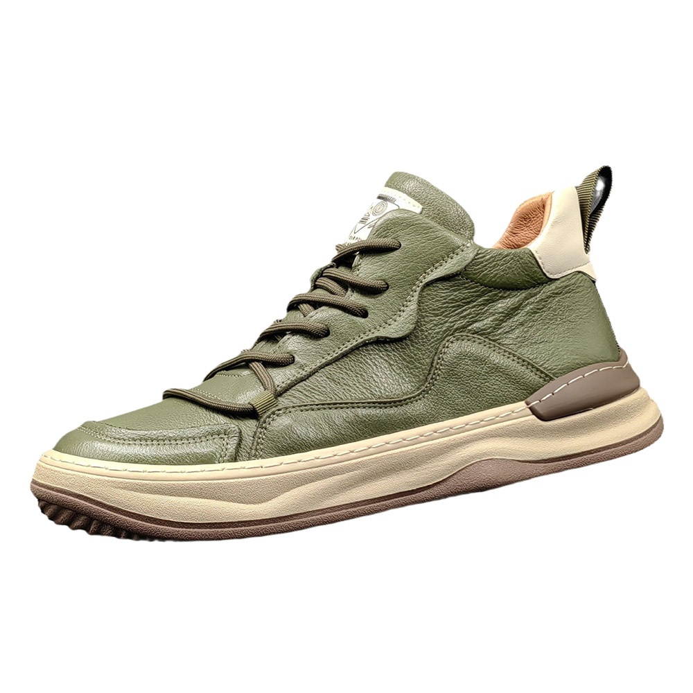 Sneaker aus echtem Leder, niedliches Design mit Mango-Zehenkappe, hohes Obermaterial aus Rindsleder, vielseitige Herren-Freizeitschuhe im europäischen Stil._voghion.com