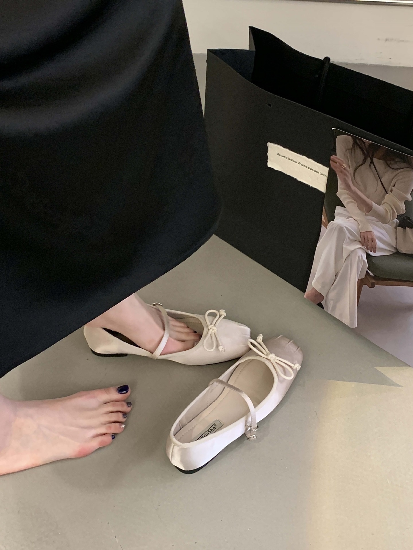 Women's Satin Square Toe Ballet Dance Shoes Fairy Style Flat_voghion.com