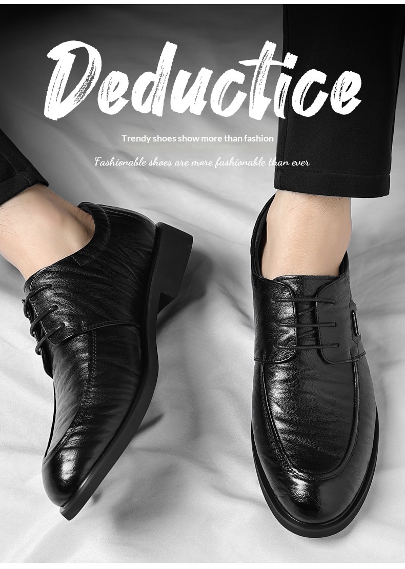 Men's Retro Leather Casual Shoes Lace-up Business Formal Style_voghion.com